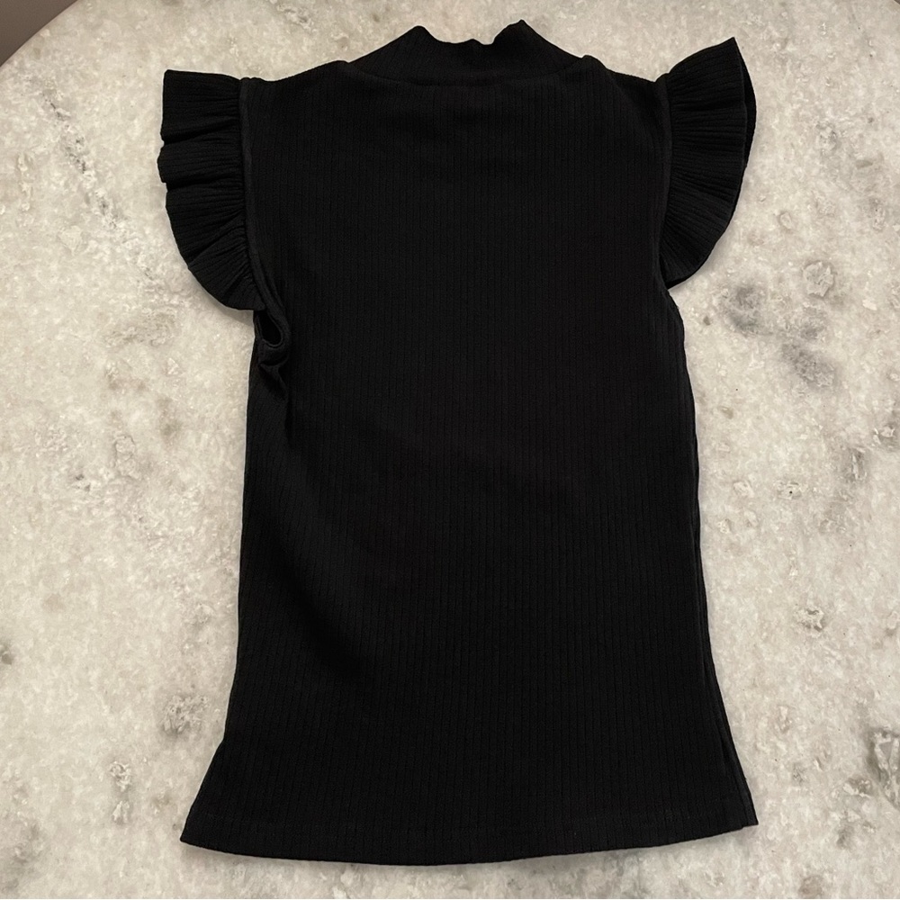 Storia Ribbed Mock Neck Ruffle Sleeve Top - Picture 4 of 11